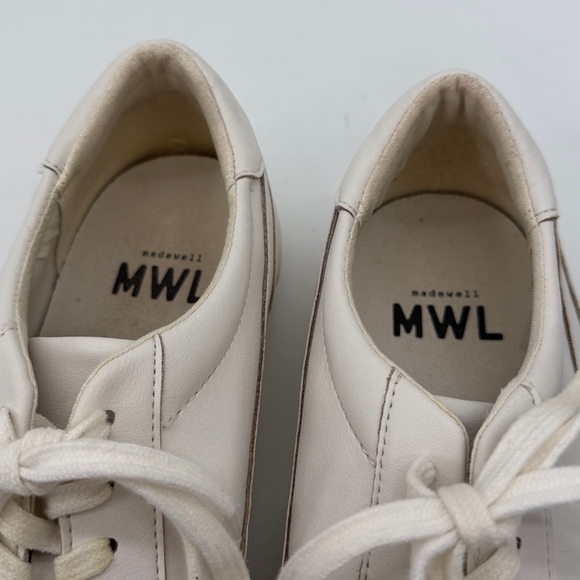Madewell MWL Women’s Sidewalk Low-Top Pale Parchment Leather Sneakers Size 8.5 - Picture 13 of 15